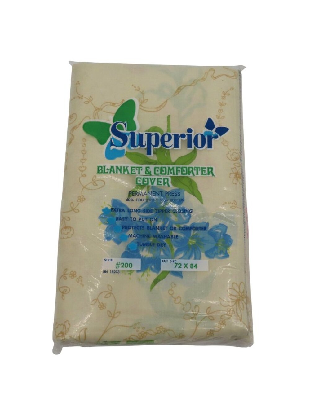 VTG Superior 72in x 84in Multicolor Flower Blanket Comforter Cover Zipper NEW